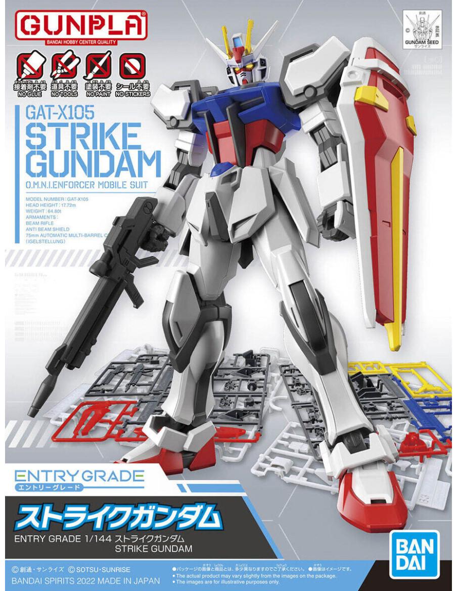 Figura Montable. Strike Gundam. GAT-X105. BANDAI GUNPLA  - No requiere pegamento para el montaje, se requiere una pinza para qui