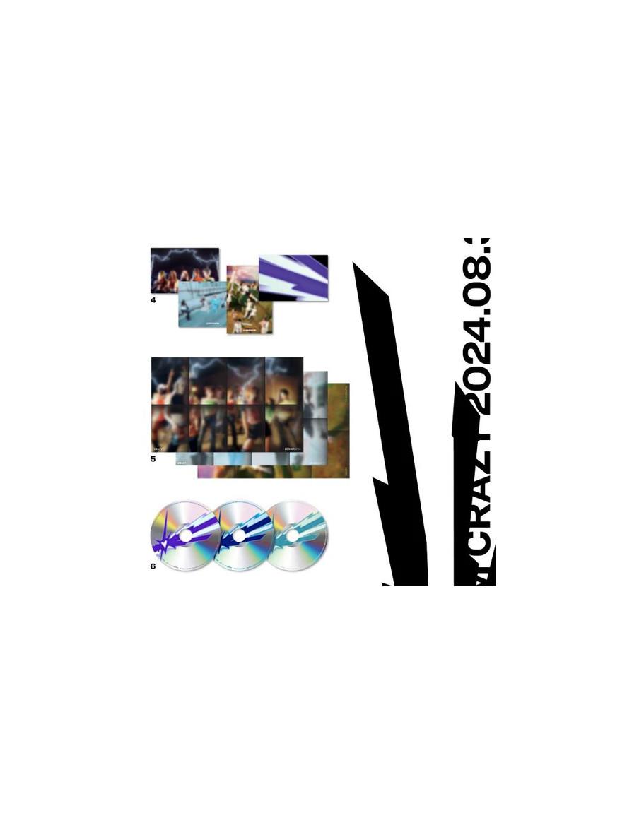 LE SSERAFIM - CRAZY (4TH Mini Album)  - LE SSERAFIM - CRAZY (4TH Mini Album) Variaciones: A (negro); B (azul); C (blanco) Conten