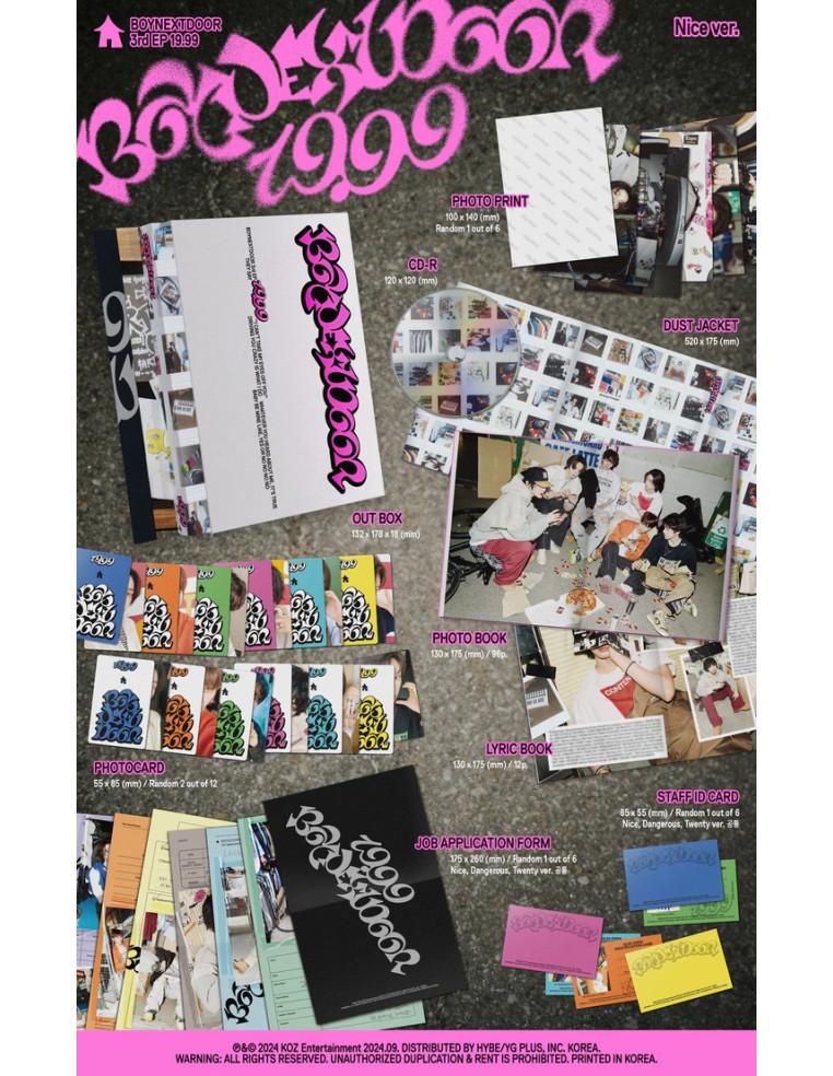 BOYNEXTDOOR - 19.99 (3rd EP)  - BOYNEXTDOOR - 19.99 (3rd EP)Variaciones: Nice (rosa); Dangerous (azul); Twenty (turquesa). - Caj