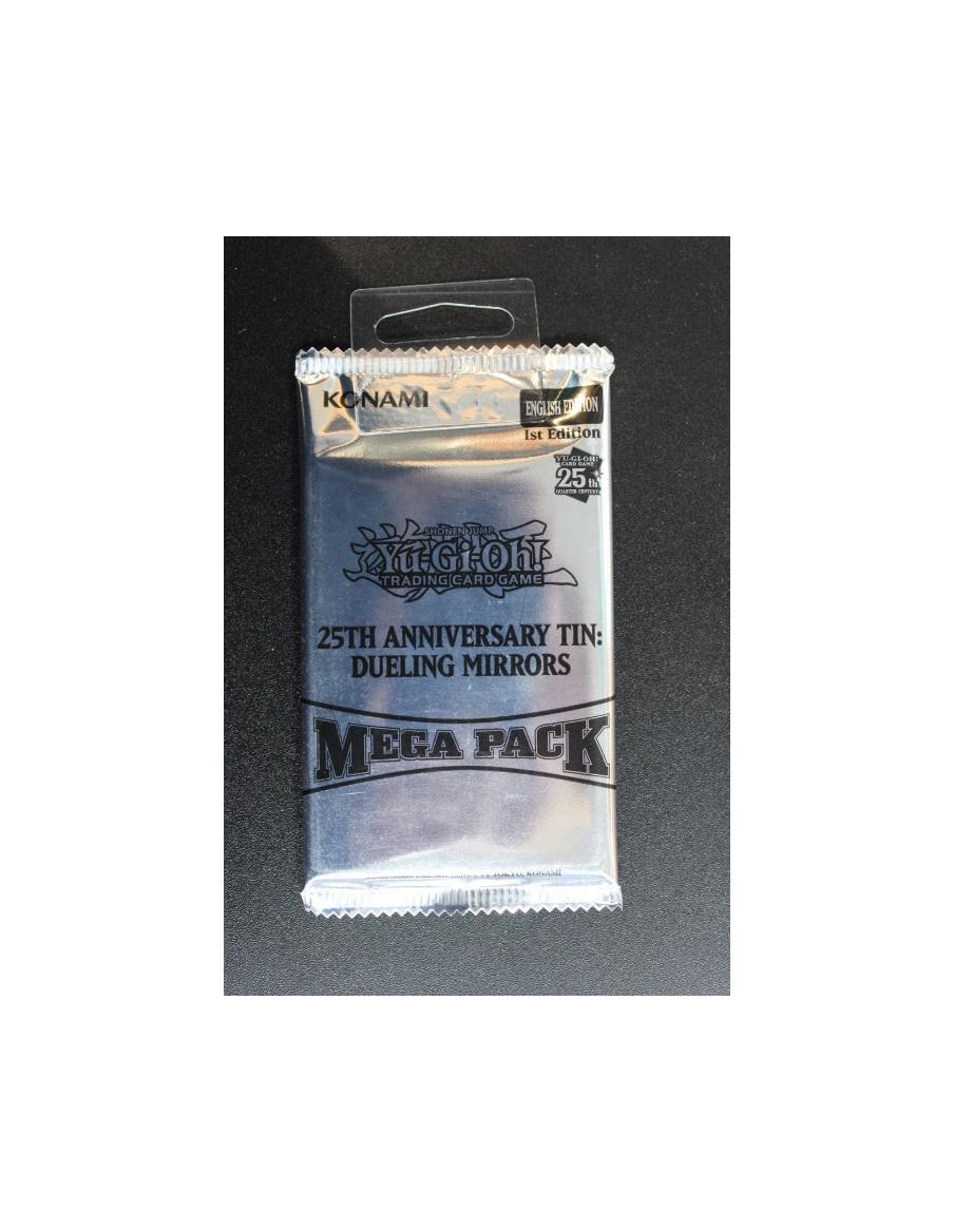 Booster Mega Pack 25 Anniversary Dueling Mirrors Tin (Inglés)  - Cada sobre contiene múltiples rarezas. La lata de este año elim