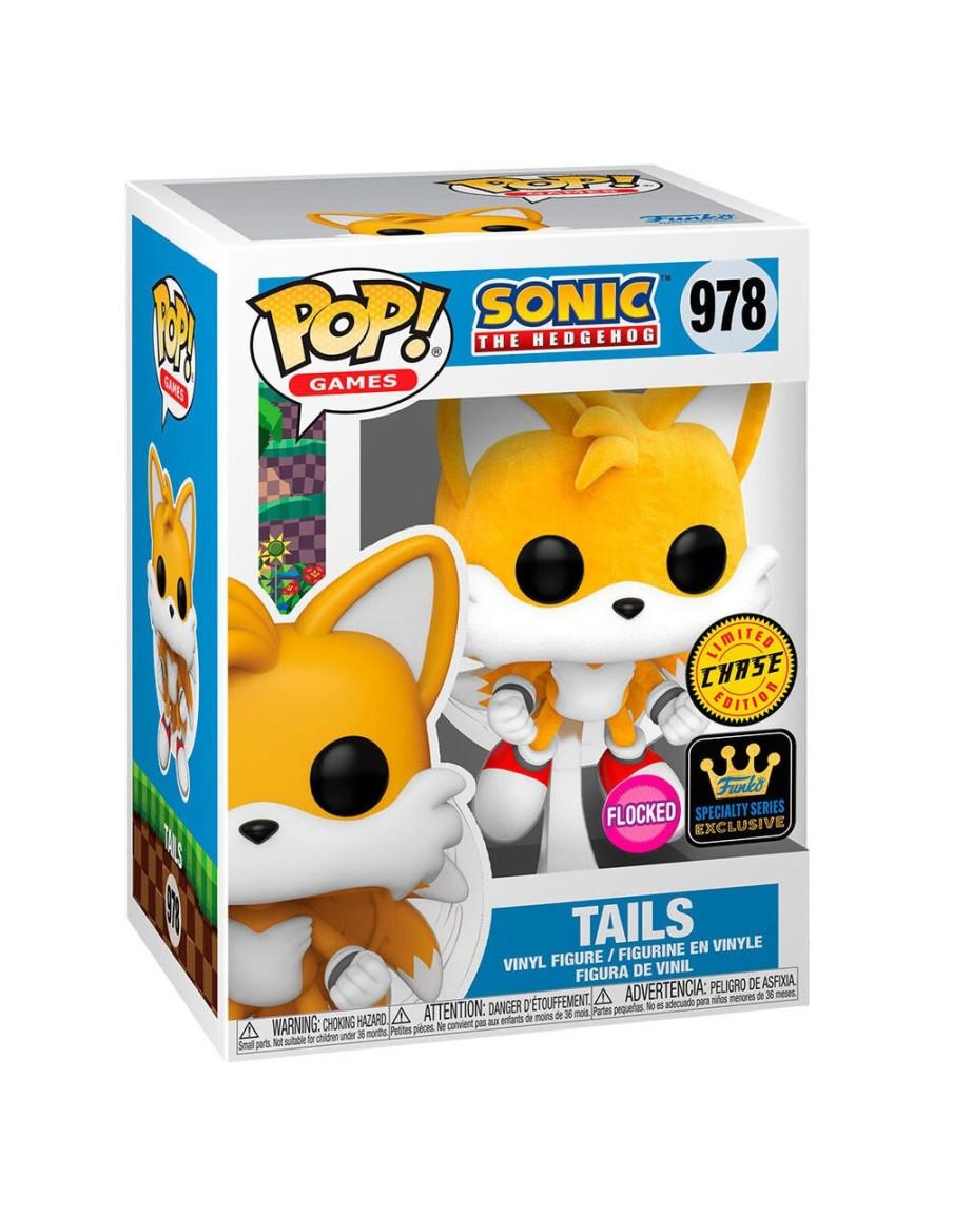 Funko Pop. Tails CHASE (Flocked). Sonic the Hedgehog  - Figura de aproximadamente 10 centímetros de alto del personaje de Tails 