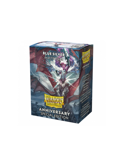 Dragon Shield Standard Size Sleeves (63x88mm) - Anniversary Special Edition BLUE SILVER Dual Mate (100)  - Ya está disponible un