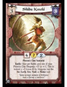 Shiba Koseki - Phoenix Clan Samurai Battle: Once per battle, give one of your Phoenix Clan Shugenja +1F or +1C. This is instead