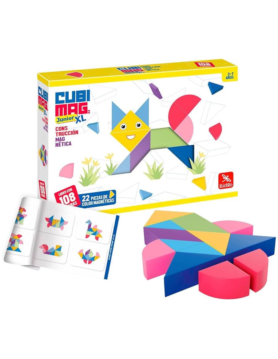 Cubimag Junior XL  - Ejercita tu mente y diviértete con este rompecabezas magnético. 108 figuras para entrenar la visión espacia