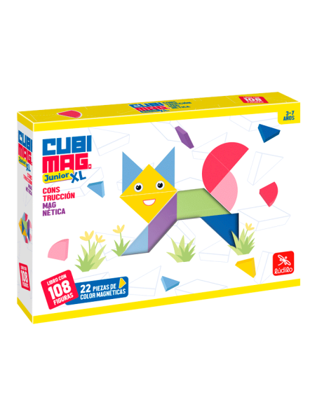 Cubimag Junior XL  - Ejercita tu mente y diviértete con este rompecabezas magnético. 108 figuras para entrenar la visión espacia