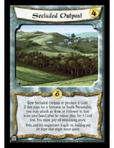 Secluded Outpost FOIL  - Bow Secluded Outpost to produce 4 Gold. If this pays for a Samurai or Bushi Personality, you may attach