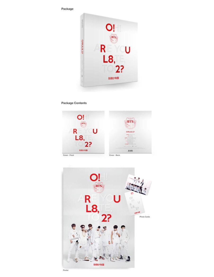 BTS - 1st EP [O!RUL8,2?]  - - CD y embalaje- Libro de fotos de 74 páginas- photocard- póster plegadoLista de canciones:01. INTRO