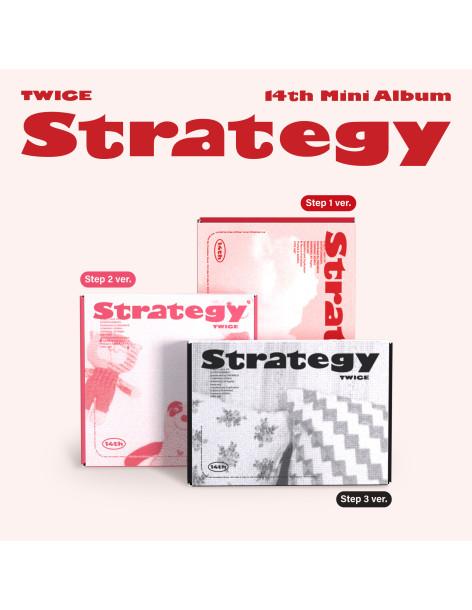 TWICE - 14th Mini Album [Strategy]  -    Versions: Step 1 Ver. / Step 2 Ver. / Step 3 Ver. Contents:   Out Box -Step 1 Ver. : 26