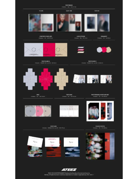 Ateez - Golden Hour: PART 2 (10TH mini Album)  -  Contenido Photobook : 153 X 217 (mm) / 120 p / 3 Ver. Contents Envelope : 153 