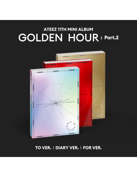 Ateez - Golden Hour: PART 2 (10TH mini Album)  -  Contenido Photobook : 153 X 217 (mm) / 120 p / 3 Ver. Contents Envelope : 153 