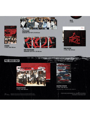 STRAY KIDS - SKZHOP HIPTAPE ‘合 (Hop)’ (SKZHOP Ver.)  -  El grupo Stray Kids: Bang Chan, Lee Know, Changbin, Hyunjin, Han, Felix,
