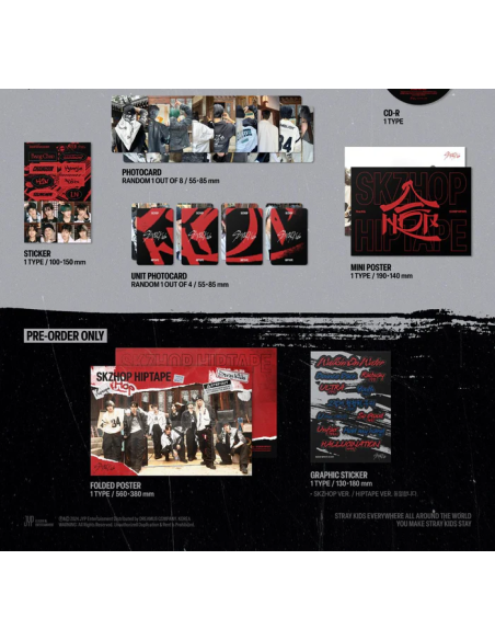 STRAY KIDS - SKZHOP HIPTAPE ‘合 (Hop)’ (SKZHOP Ver.)  -  El grupo Stray Kids: Bang Chan, Lee Know, Changbin, Hyunjin, Han, Felix,