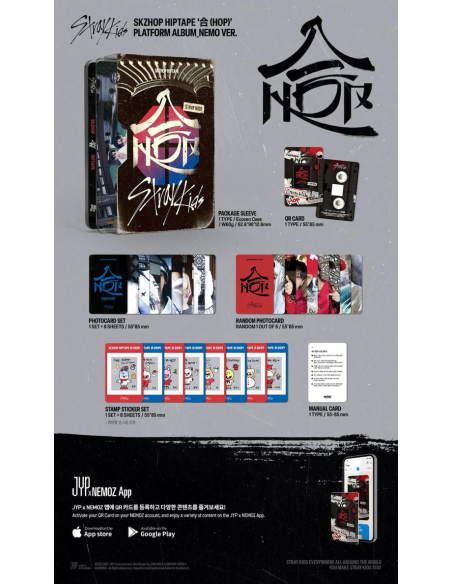 STRAY KIDS - SKZHOP HIPTAPE [合 (HOP)] (PLATFORM ALBUM NEMO Ver.)  -  El grupo Stray Kids: Bang Chan, Lee Know, Changbin, Hyunjin