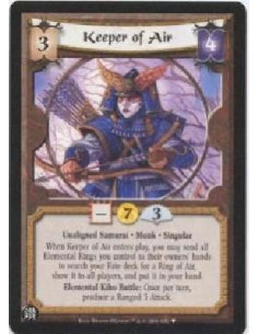 Keeper of Air  - Unaligned Samurai · Monk · Singular  When Keeper of Air enters play, you may send all elemental Rings you contr