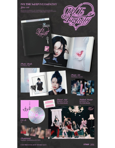 IVE - IVE Empathy  - IVE - IVE Empathy
3 versiones:
ME Marrón, YOU Negro y AND US RosaContenido:- Photo Book- CD-R- Photo Set- P