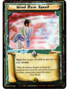 Wind Born Speed - Open: Any number of times per turn, bow this Shugenja and target a unit: Give all cards in it Cavalry