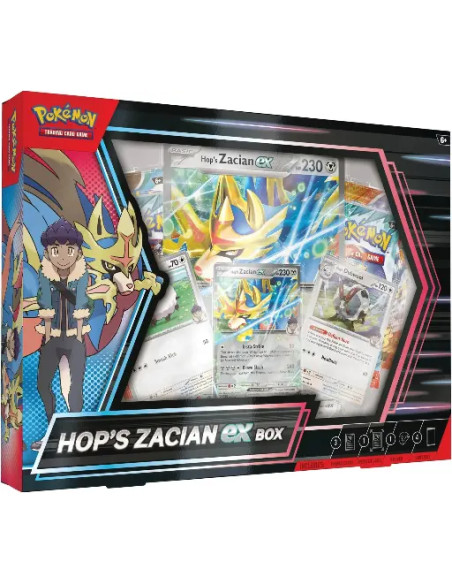 Hop's Zacian EX BOX (English)  - Hop's Zacian ex attacks your opponent's Active Pokémon plus one on the Bench with Insta Strika,