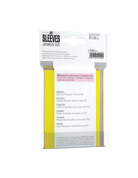 Fundas Amarillo Just Sleeves Japanese size (62x89) (60)  - Fundas del tamaño Small / estandar japonés para juegos como Yu-Gi-Oh!