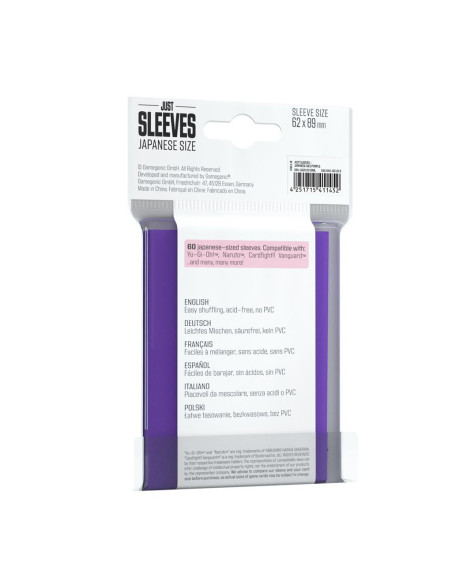 Purple Just Sleeves Japanese size (62x89) (60)  - Fundas del tamaño Small / estandar japonés para juegos como Yu-Gi-Oh!, Weiß Sc