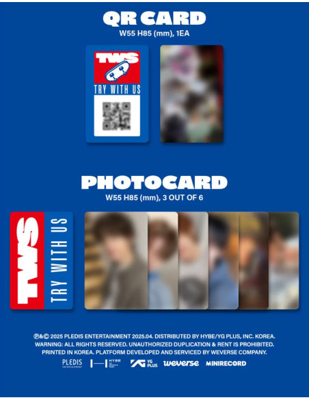 TWS - [TRY WITH US] 3rd Mini Album (Weverse Ver.)  - TWS - [TRY WITH US] 3rd Mini Album (Weverse Ver.)Contenido:  1 QR Card 3 Ph