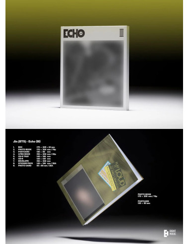 BTS - JIN - Echo (2nd Mini Album)  - BTS - JIN - Echo (2nd Mini Album)3 Versiones:  Echo (I), Echo (II) y Echo (III) Contenido: 