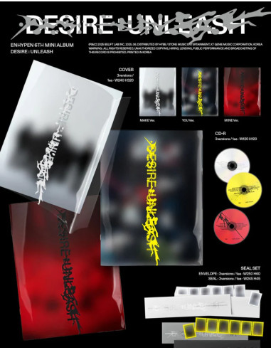 ENHYPEN - DESIRE : UNLEASH 6th Mini Album  - ENHYPEN - DESIRE : UNLEASH 6th Mini Album3 Versiones: MAKE (Blanco), YOU (Amarillo)