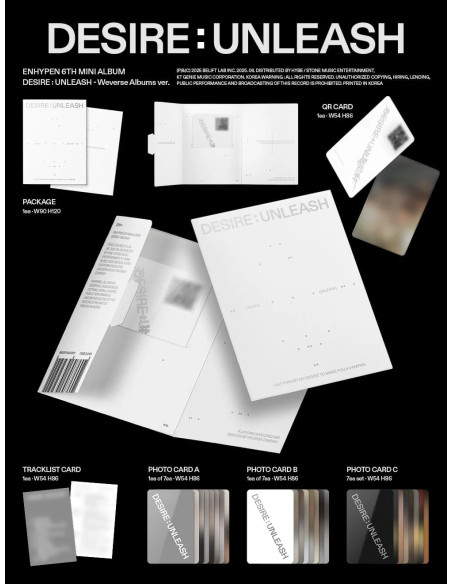 ENHYPEN - DESIRE : UNLEASH 6th Mini Album (Weverse Ver.)  - ENHYPEN - DESIRE : UNLEASH 6th Mini Album (Weverse Ver.) Contenido: 