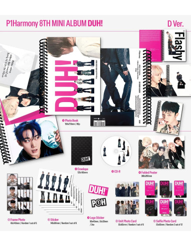 Pre-Order P1HARMONY - DUH! (8th Mini Album)  - P1HARMONY - DUH! (8th Mini Album)2 Versiones: D Ver. (Letras Rosas) y U Ver. (Let