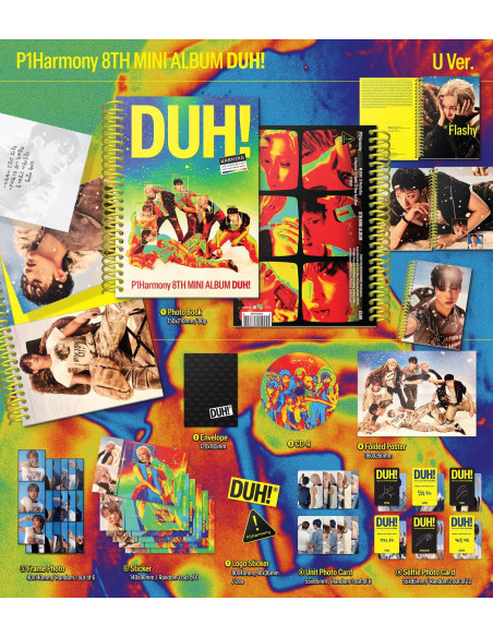 P1HARMONY - DUH! (8th Mini Album)  - P1HARMONY - DUH! (8th Mini Album)2 Versiones: D Ver. (Letras Rosas) y U Ver. (Letras Amaril