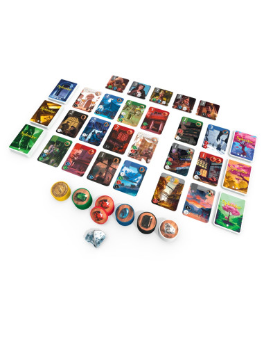 Splendor: The Sun Never Sets. Expansion  - Build fortresses in the East as your guild faces new challenges.