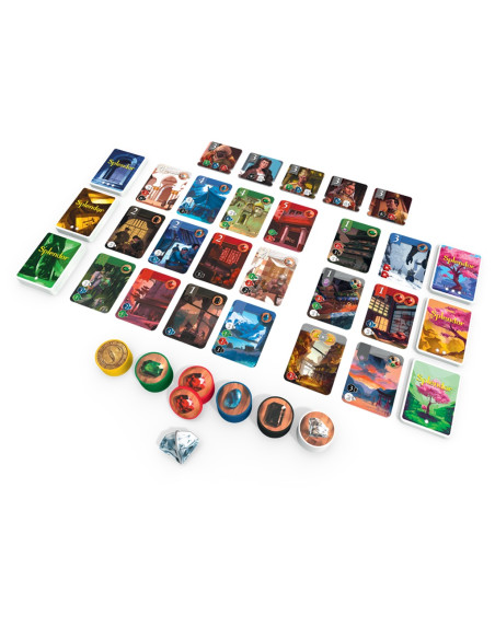 Splendor: The Sun Never Sets. Expansion  - Build fortresses in the East as your guild faces new challenges.