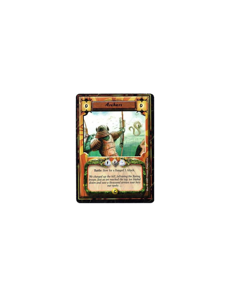 Archers  - Battle: Any number of times per turn, bow this card: Ranged 3 Attack