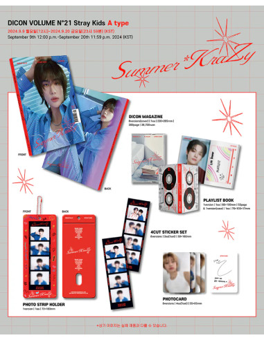 STRAY KIDS - Dicon Volume Nº21 Summer Krazy (A Type) Bang Chan Version  -  Contenido 1 Dicon Magazine (200 pages) 1 Playlist Boo