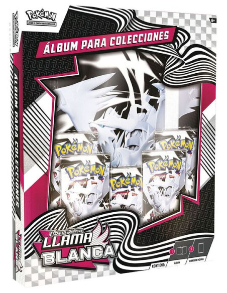 Escarlata y Púrpura 10.5: Llama Blanca Reshiram Álbum para Colecciones  - Contenido:  5 sobres de la expansión 1 álbum exclusivo