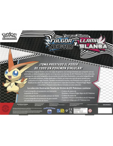 Colección Ilustrada Victini Fulgor Negro y Llama Blanca. Español  - En cada Caja de Colección Ilustrada Victini encontrarás:  2 