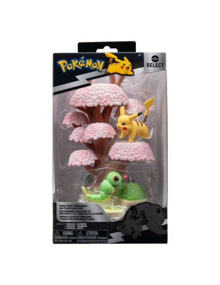 Figura Pokemon Bosque de Primavera. Pikachu y Caterpie  - Figura Pokemon Bosque de Primavera. Pikachu y Caterpie