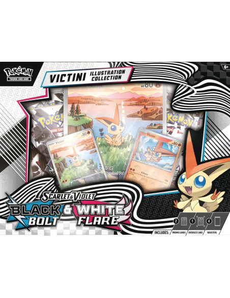 Colección Ilustrada Victini Fulgor Negro y Llama Blanca. Inglés  - En cada Caja de Colección Ilustrada Victini encontrarás:  2 S