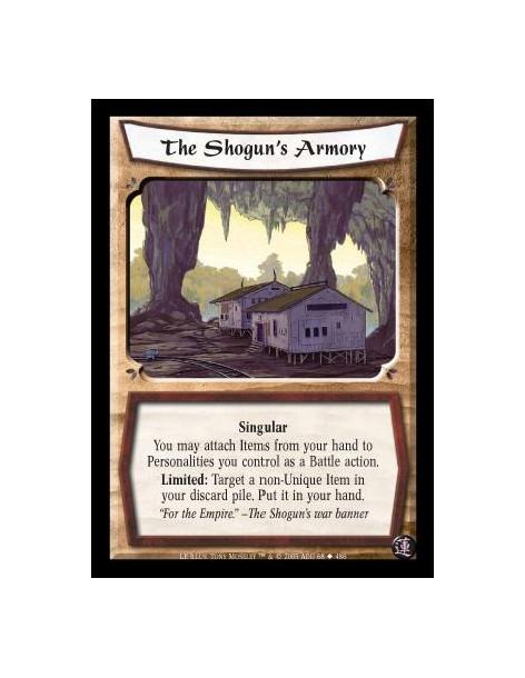 The Shogun's Armory  - Singular. You may attach Items from your hand to Personalities you control as a Battle action. Limited: T