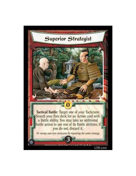 Superior Strategist (Spanish)  - Tactical Battle: Target one of your Tacticians: Search your Fate deck for an Action card with a