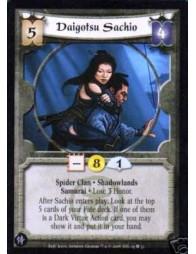Daigotsu Sachio (Español)  - Spider Clan • Shadowlands • Samurai Lose 3 Honor. After Sachio enters play: Look at the top 5 cards