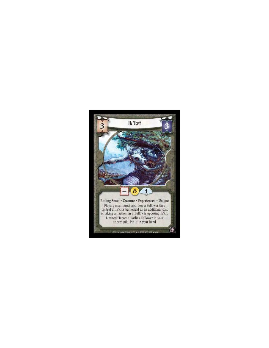 Ik'krt Exp (Español)  - Ratling Scout · Creature · Experienced · Unique. Players must target and bow a Follower they control at 