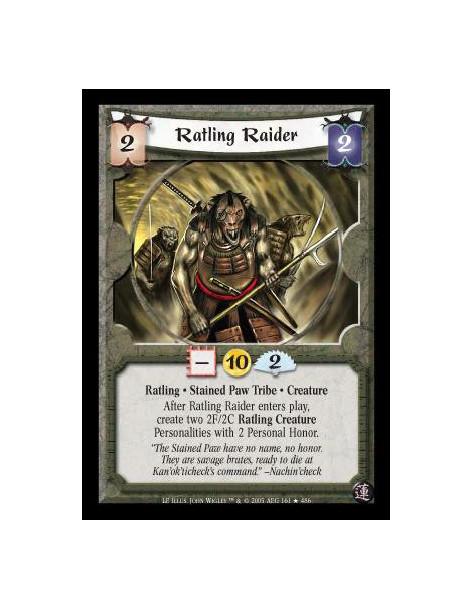 Ratling Raider (Spanish)  - Ratling · Stained Paw Tribe · Creature. After Ratling Raider enters play, create two 2F/2C Ratling C