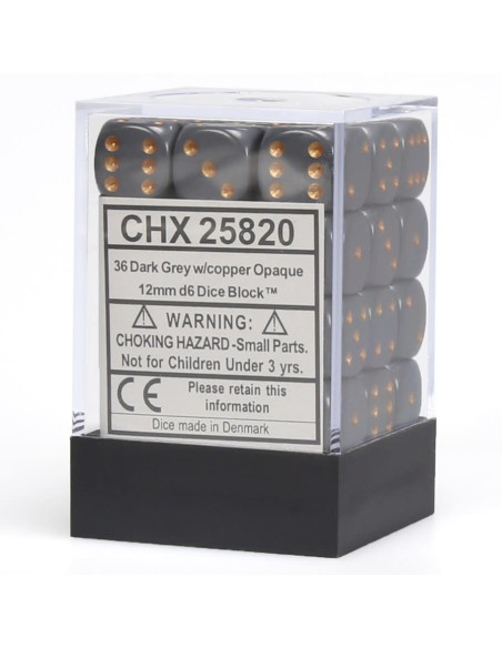 Set 36 Dados Dark Grey/Copper. D6  - Set 36 Dados Dark Grey/Copper. D6