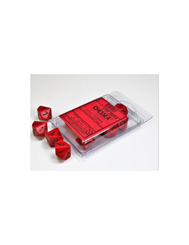 Set 10 Dados Opaque Red/Blak  - Set 10 Dados Opaque Red/Blak