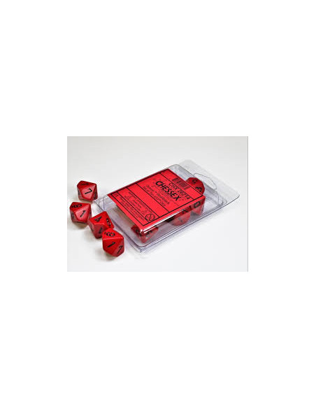 Set 10 Dados Opaque Red/Blak  - Set 10 Dados Opaque Red/Blak