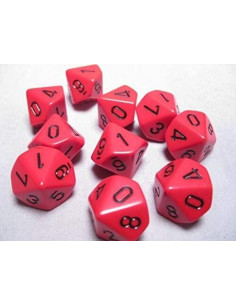 Set 10 Dados Opaque Red/Blak  - Set 10 Dados Opaque Red/Blak
