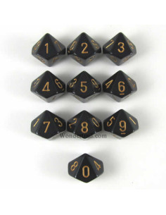 Set 10 Dice Opaque Black/Gold  - Set 10 Dice Opaque Black/Gold 2