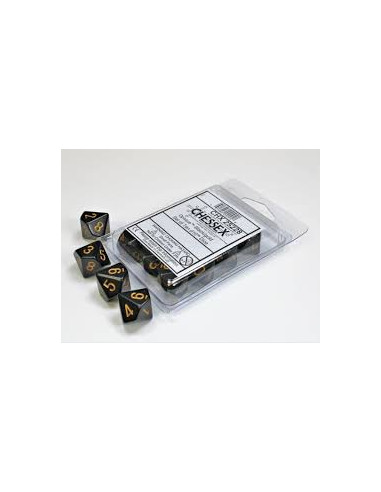 Set 10 Dados Opaque Black/Gold  - Set 10 Dados Opaque Black/Gold