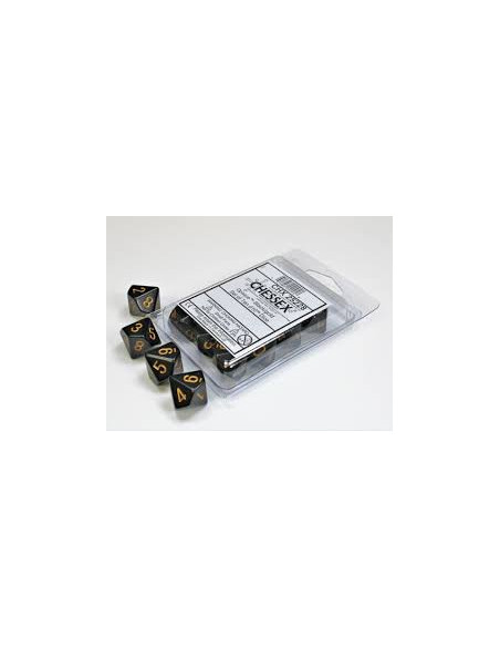 Set 10 Dados Opaque Black/Gold  - Set 10 Dados Opaque Black/Gold