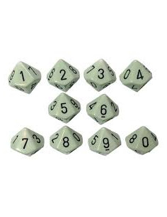Set 10 Dice Opaque Green/Black - Set 10 Dice Opaque Green/Black